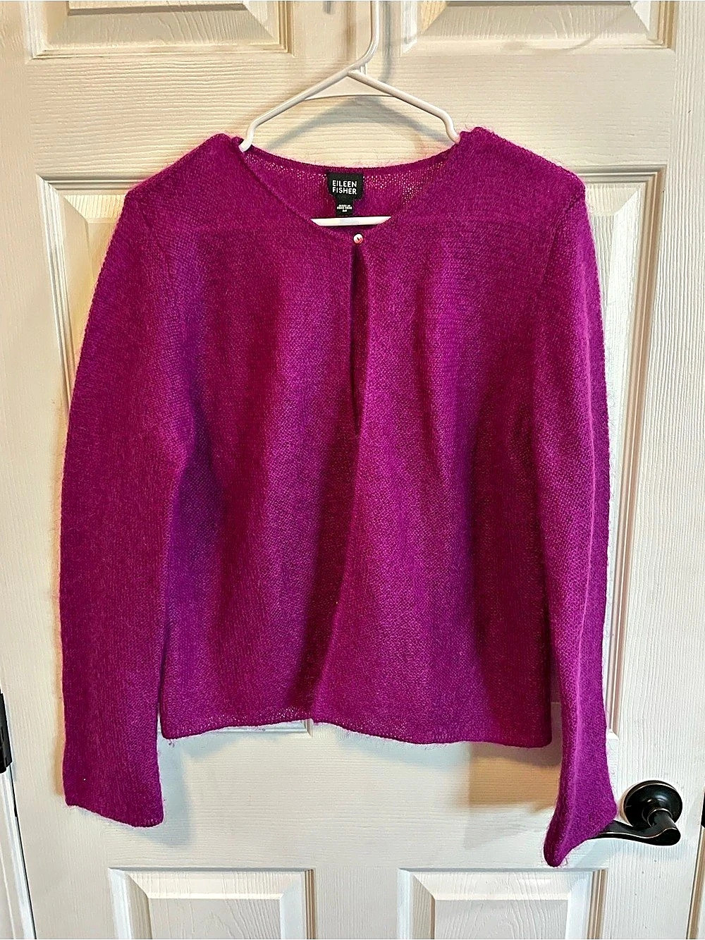 Eileen Fisher Mohair Cardigan Medium Fuchsia Purple